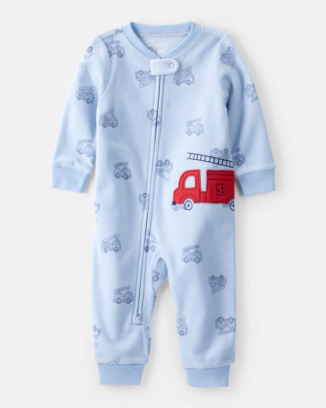 Product image 1 of Toddler Boy Firetruck Loose Fit Long-Sleeve Pajamas - Blue
