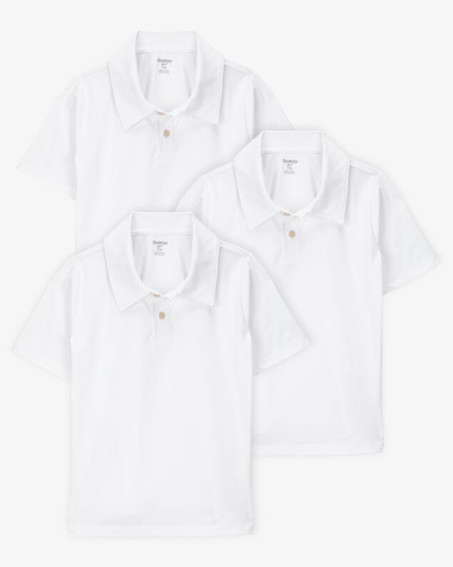 Product image 1 of Kid 3-Pack Active Uniform Polo Shirts in Moisture Wicking BeCool™ Fabric - White