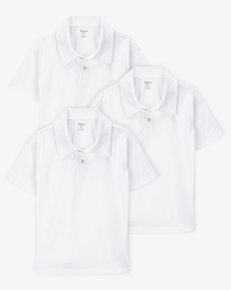 Product image 1 of Kid 3-Pack Active Uniform Polo Shirts in Moisture Wicking BeCool™ Fabric - White