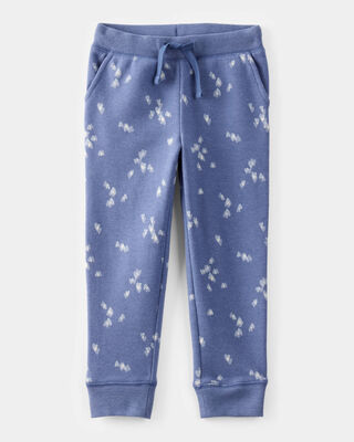 Product image 1 of Toddler Heart Print Fleece Drawstring Joggers - Blue