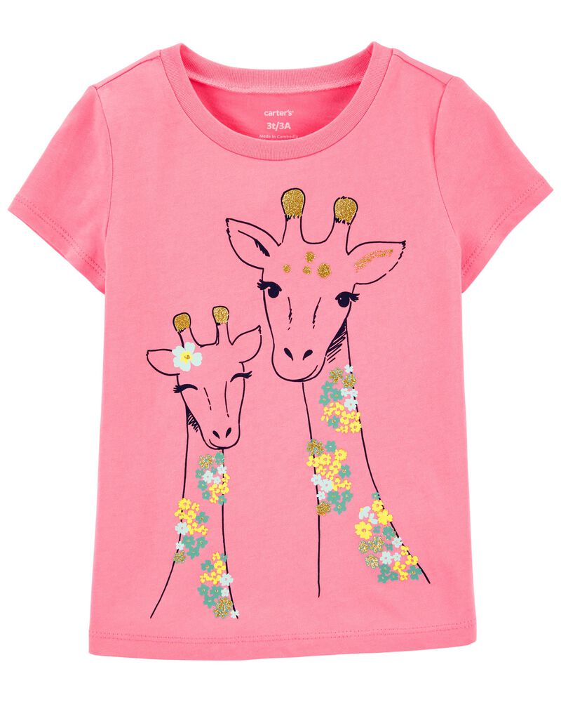 Pink Toddler Glitter Giraffe Jersey Tee | carters.com