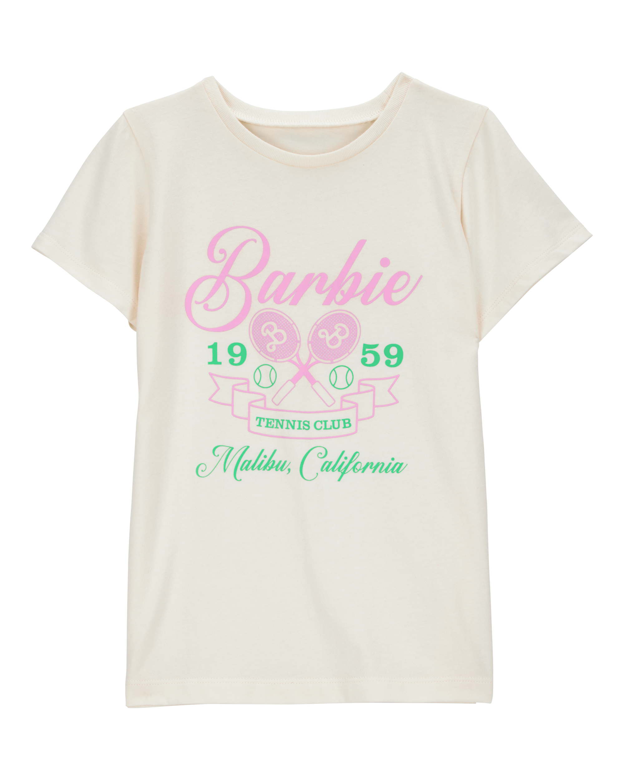 Carters Girls Barbie Tennis Club Short-Sleeve Graphic Tee - Ivory 5 White 7$