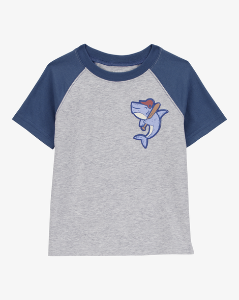 toddler shark raglan tee - grey