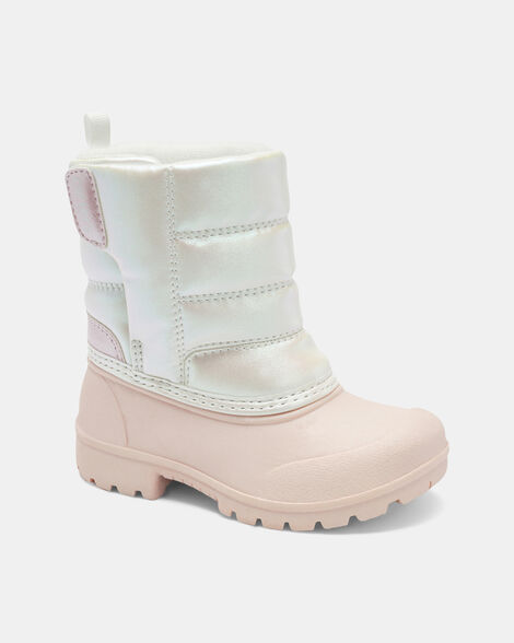 toddler girl snow boots - pink/white
