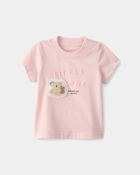 baby girl 'little one' koala graphic tee - pink