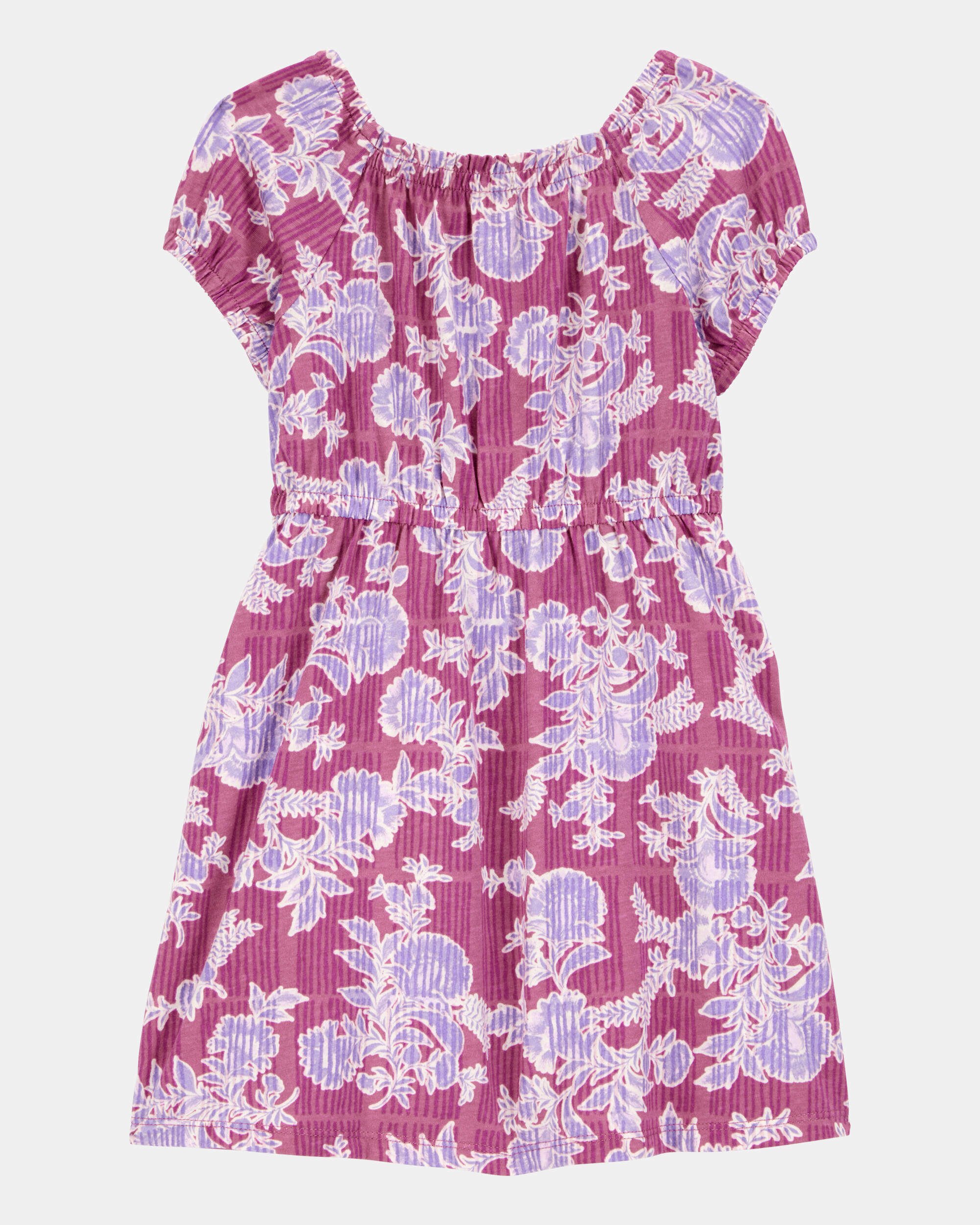 Toddler Smocked Floral Print Dress - Pink