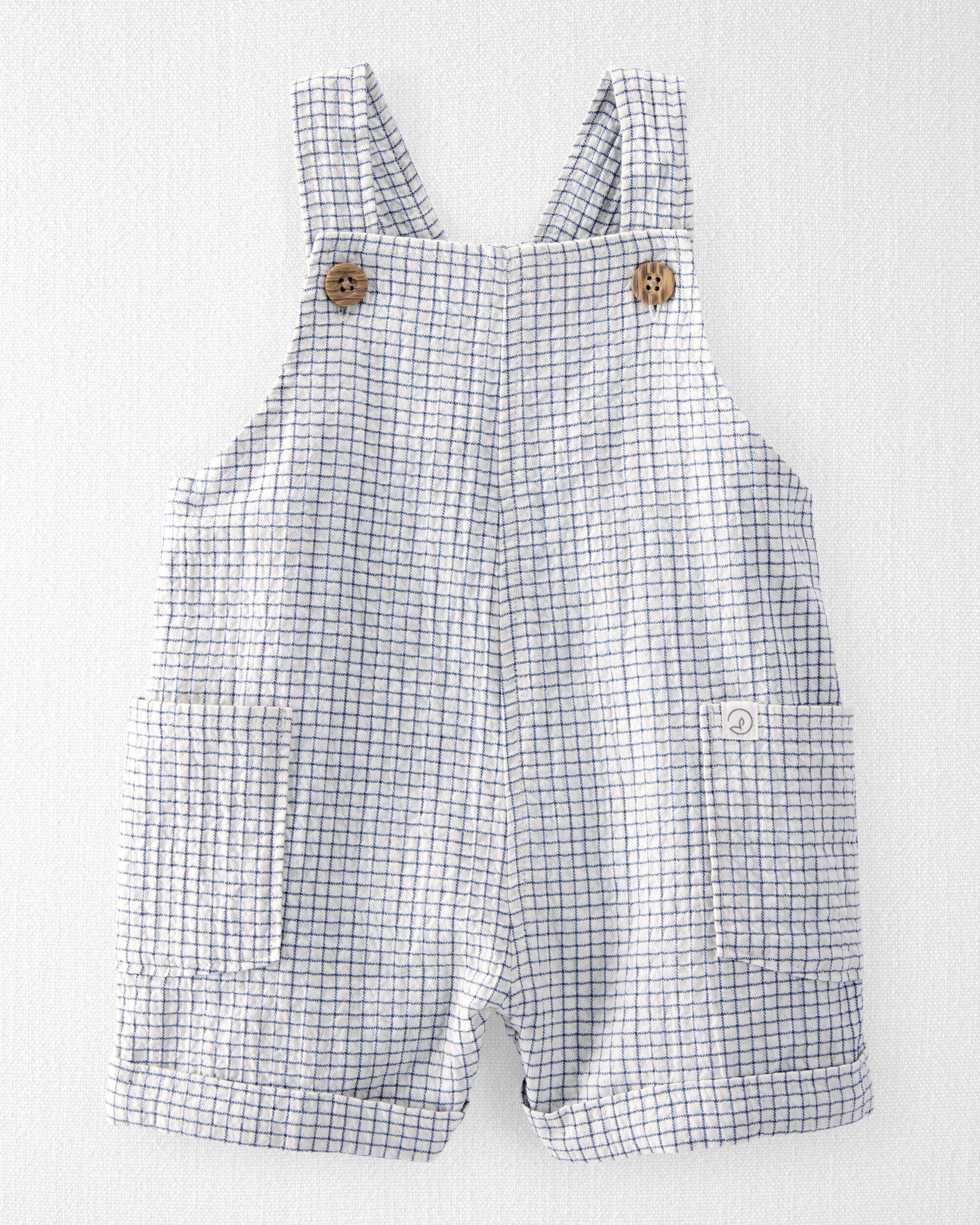 Baby Organic Cotton Checkered-Print Shortalls - Little