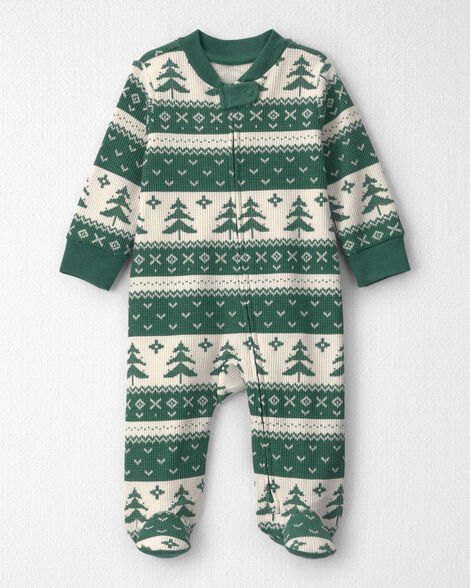 Baby Fair Isle Waffle Knit Sleep & Play Pajamas Made with Organic Cotton