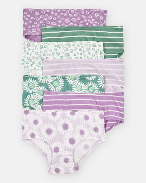 toddler girl 7-pack floral brief underwear - purple/green/white