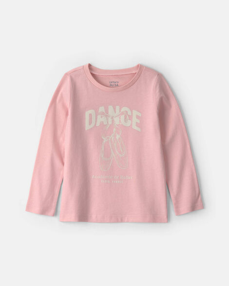 toddler girl 'dance' long-sleeve graphic tee - pink