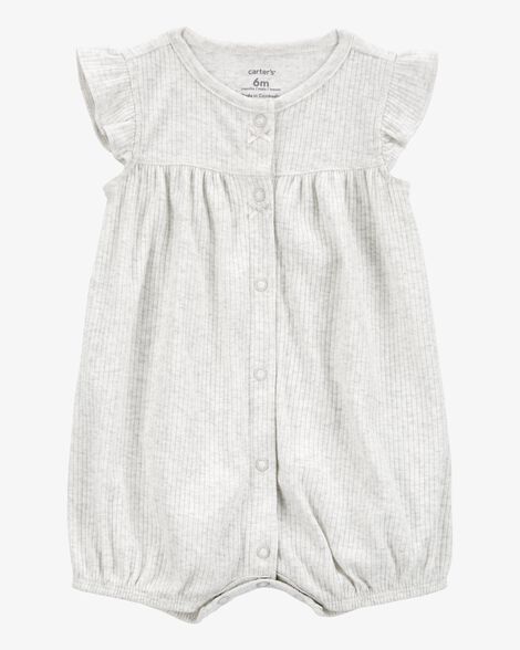  Product image 1 of Baby Cotton Rib Short-Sleeve Romper - Grey