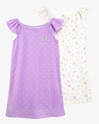 Product image 1 of Kid 2-Pack Butterfly Nightgowns - Purple
