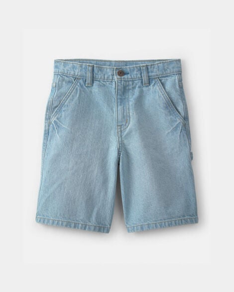 Boys Denim Utility Shorts - Light Wash