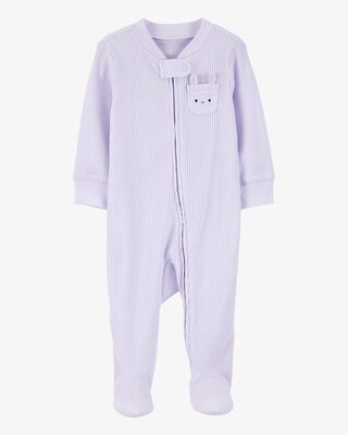 Product image 1 of Baby Bunny 2-Way Zip Ribbed Sleep & Play Pajamas - Purple