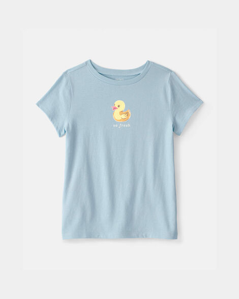 girls duck graphic tee - blue