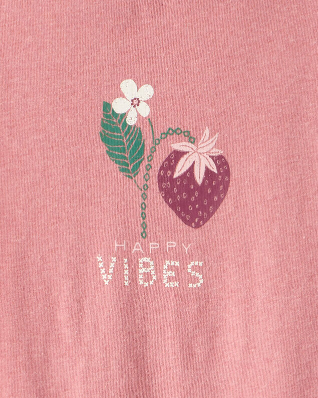 Product image 2 of Girls Strawberry Happy Vibes Long-Sleeve Graphic Tee - Pink