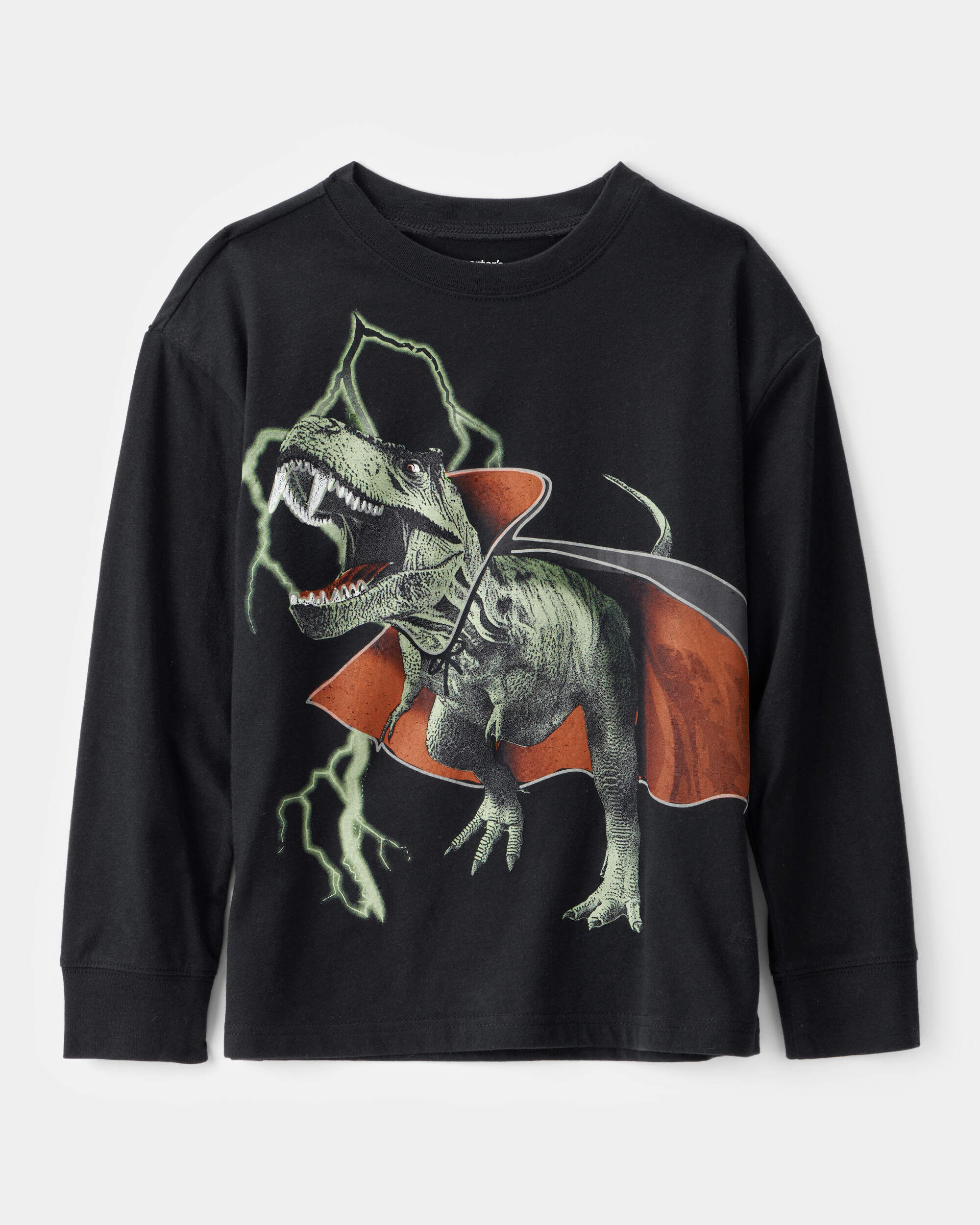 Kid Vampire Dinosaur Long-Sleeve Graphic Tee - Black