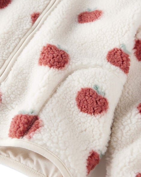 Toddler Recycled Sherpa Jacket in Apple Print