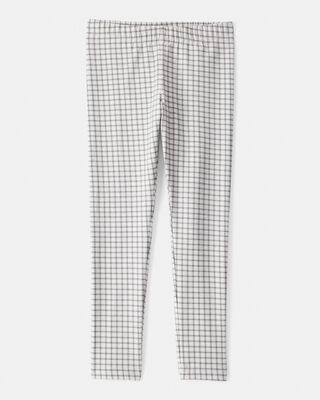 Product image 1 of Girls Plaid Cotton Pull-On Stretch Leggings - Grey