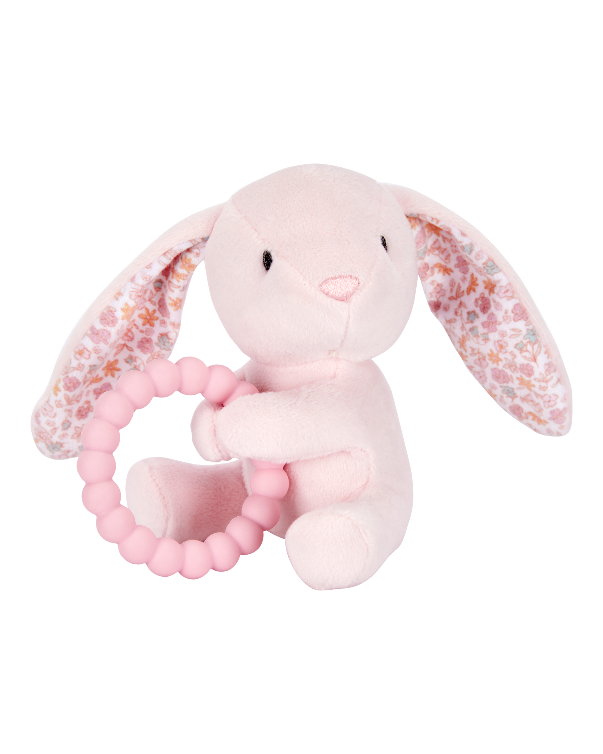 Baby Bunny Plush With Teether - Pink