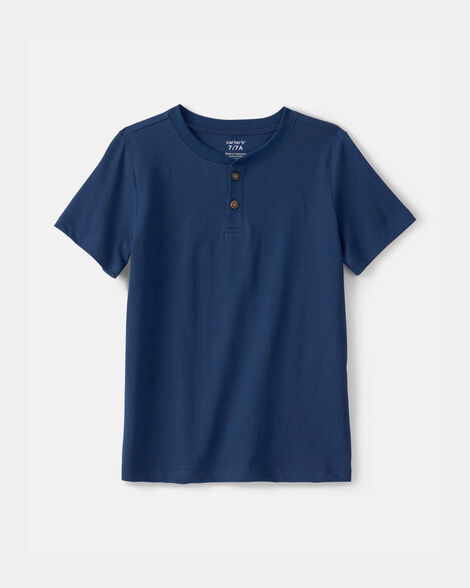 kid solid henley t-shirt - blue