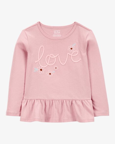  Product image 1 of Baby Love Long-Sleeve Peplum Top - Pink