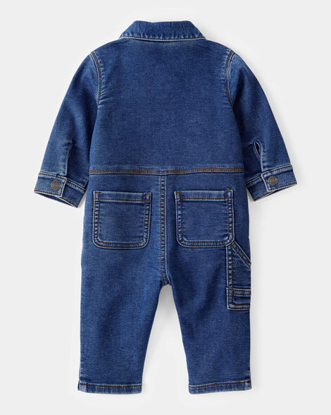 Baby Little Buddy Snap-Up Denim Jumpsuit - Blue
