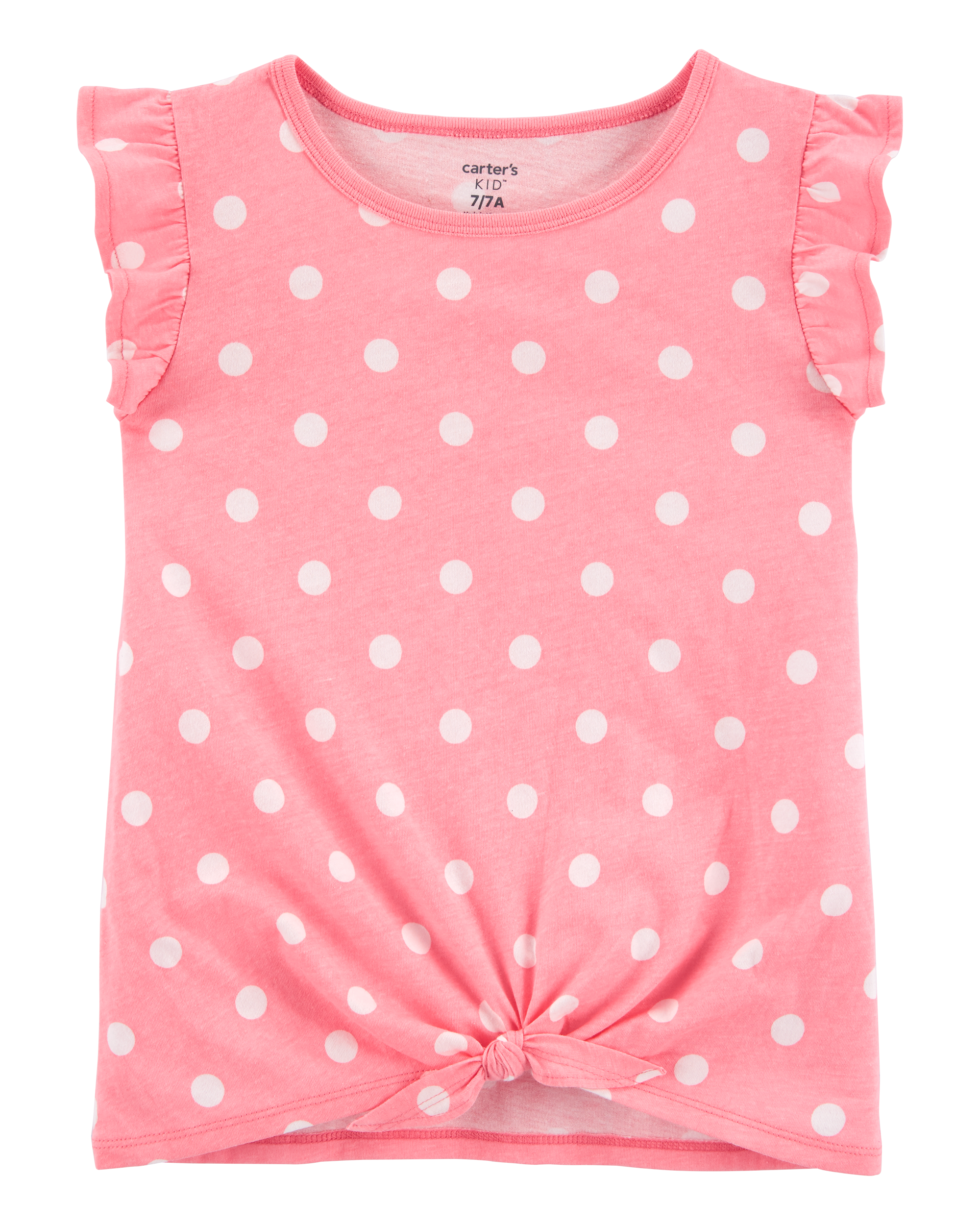white shirt with pink polka dots