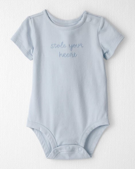 Baby Organic Cotton 'Stole Your Heart' Embroidered Bodysuit