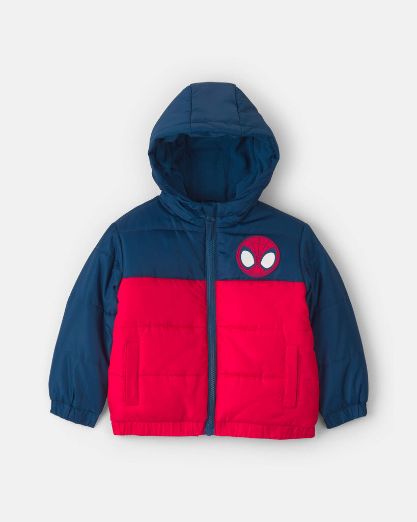 Carter's toddler boy ©marvel spider-man hooded puffer jacket 2T Navy/Red
