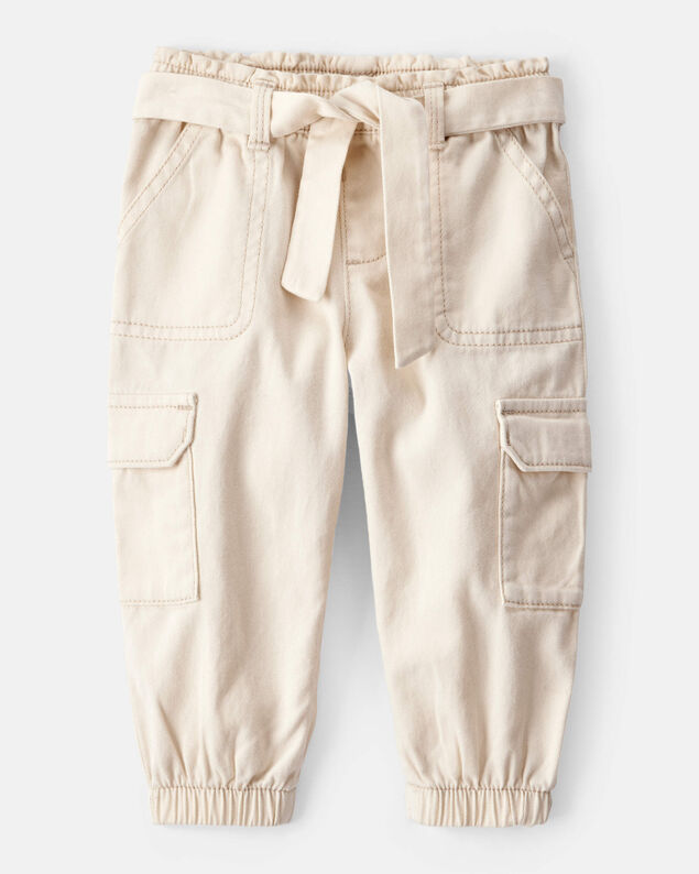 Product image 1 of Baby Girl Cotton Cargo Joggers - Ivory