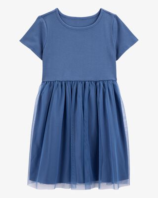 Product image 1 of Kid Solid Short-Sleeve Dress - Navy