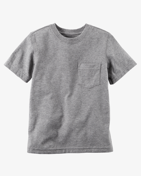 toddler solid short-sleeve pocket tee - grey