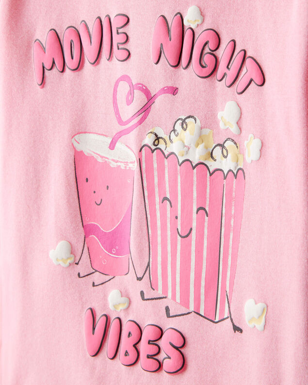 Product image 2 of Girls Movie Print 100% Cotton Long-Sleeve 4-Piece Pajamas - Black/Pink