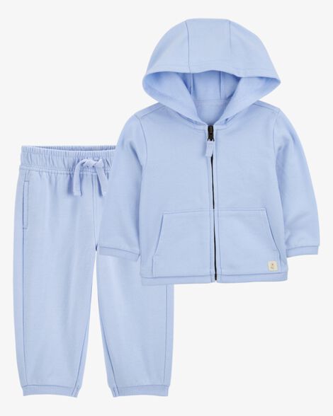  Product image 1 of Baby 2-Piece French Terry Hoodie & Joggers Set - Blue