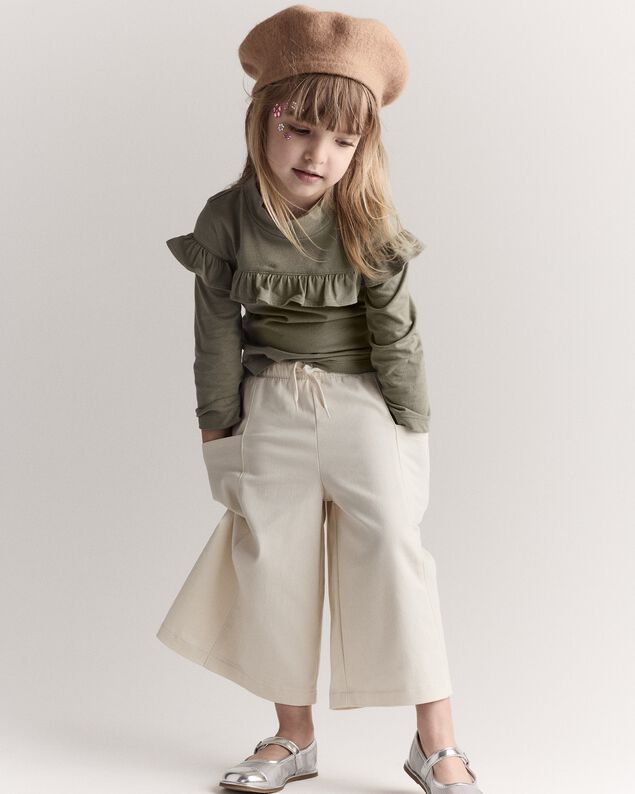 Product image 2 of Toddler Girl Wide Leg Pocket Pant - Cream