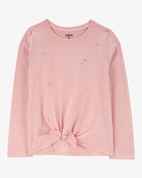 Product image 1 of Kid Embroidered Floral Tie-Front Top