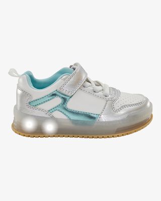 Product image 2 of Toddler Light Up Metallic Sneakers - Silver/Aqua