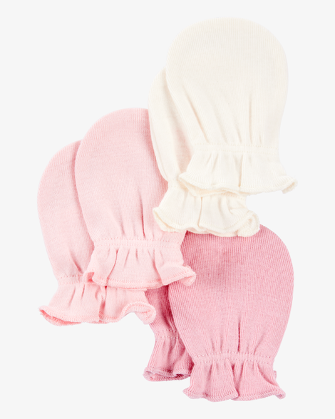 baby 3-pack mitts - pink