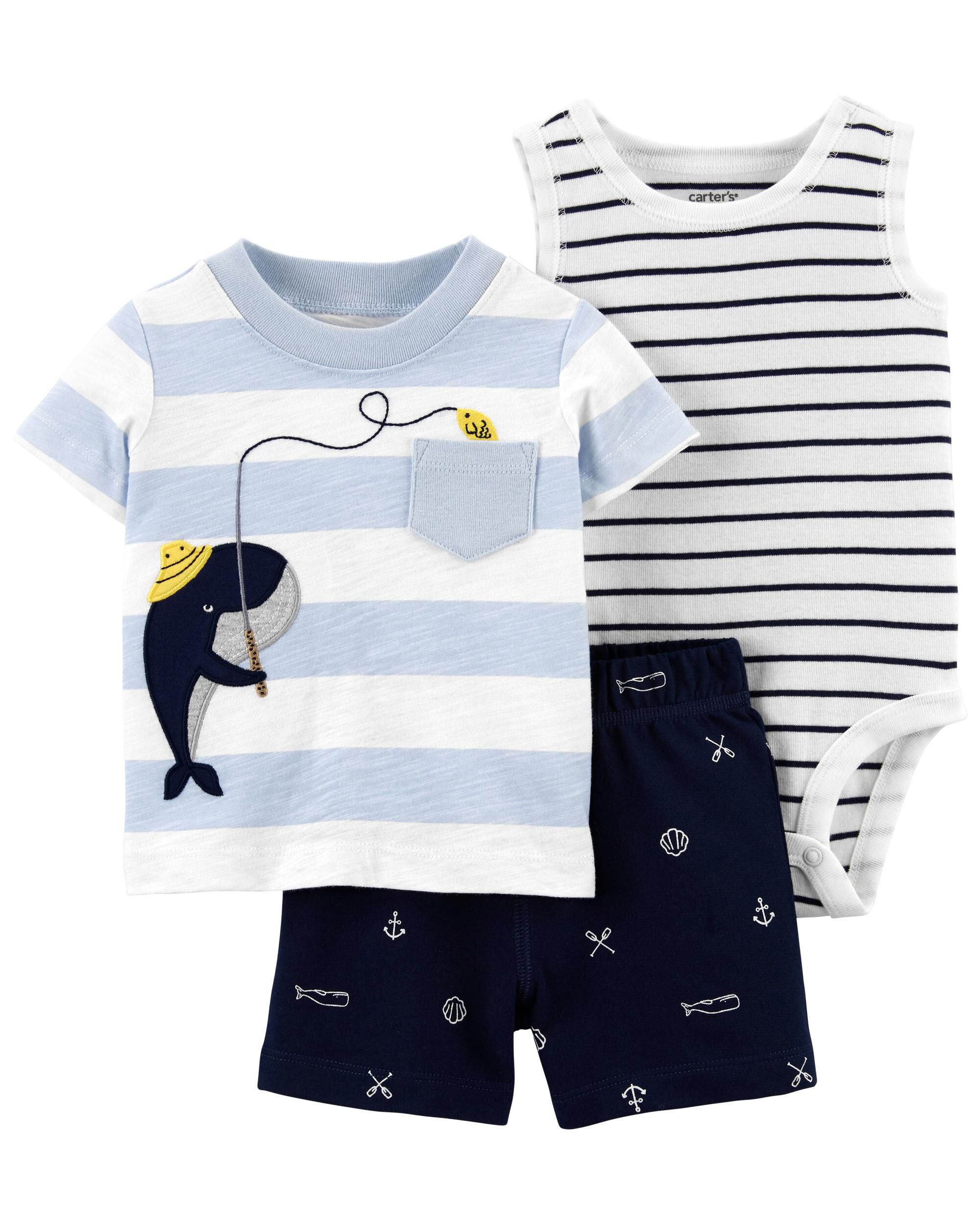 3-Piece Whale Little Short Set