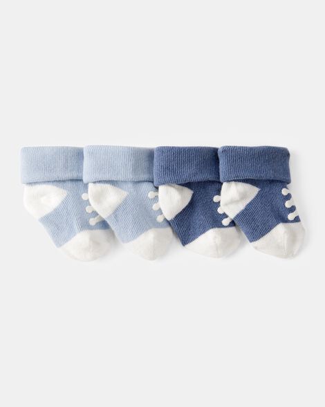 baby boy 2-pack sneaker booties - blue/white