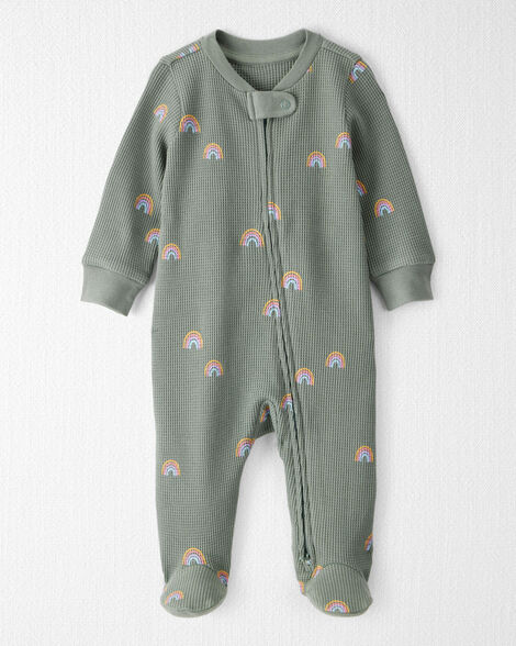 Baby Waffle Knit Sleep & Play Pajamas in Magical Rainbow Print Made with Organic Cotton