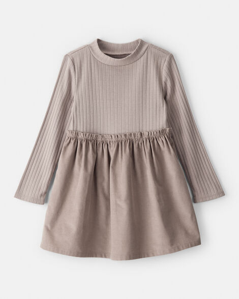 Toddler Girl Rib Knit Dress - Brown
