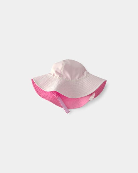 baby girl reversible swim hat - pink/white