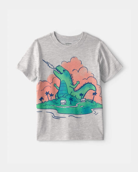 toddler boy dinosaur graphic tee - grey