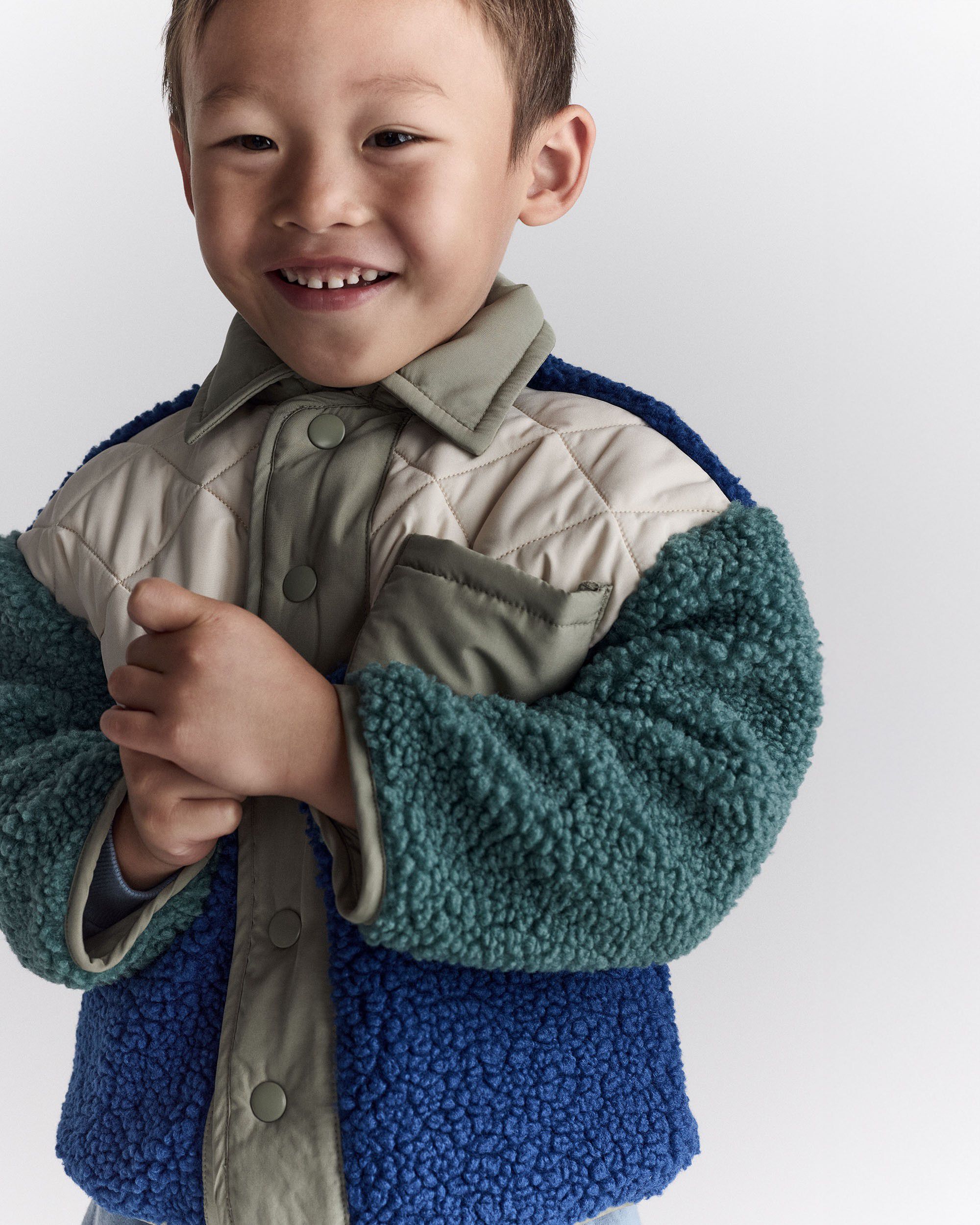 Otter Avenue Toddler Boy Colorblock Sherpa Jacket - BlueCream 12M Multi 20$