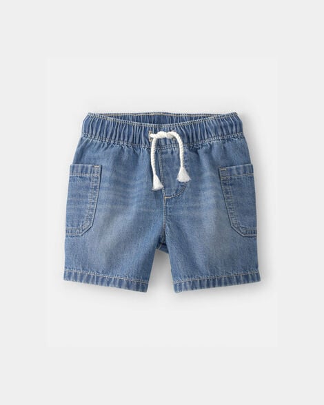 Baby Boy Denim Drawstring Shorts - Blue