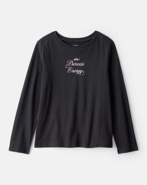 Girls Princess Long-Sleeve Graphic Tee - Black