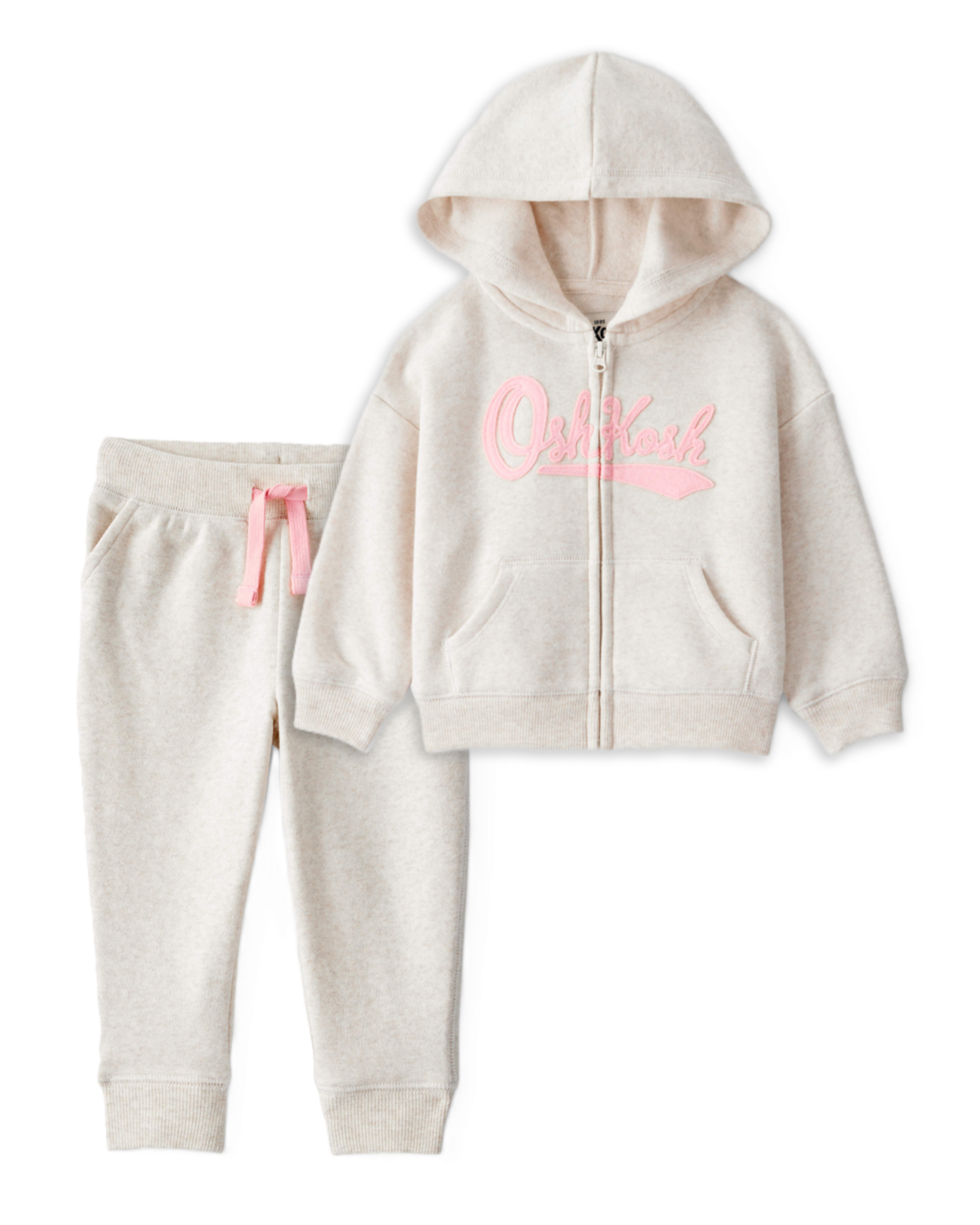 Baby Girl 2-Piece DayDream Fleece Fleece Hooded Zip-Up Jacket & Joggers Set - Cream, Pink