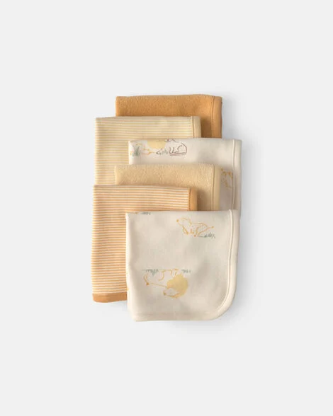 Image of Baby 6-Pack Lion Terry Washcloths - Yellow